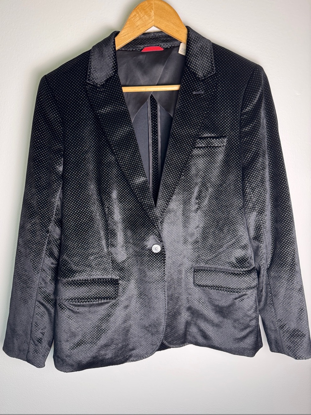 ED by Ellen DeGeneres Black Velvet Polka Dot Blazer Jacket